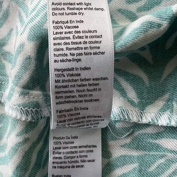 Topshop Green and White Abstract Leaf Print Tie Crop Size 10 - Picture 7 of 9